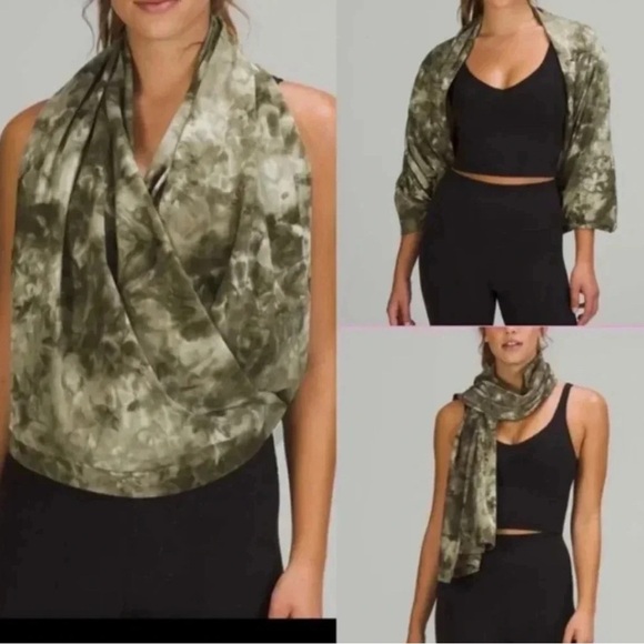 lululemon athletica Accessories - 🆕Lululemon Customizable Snap Multi Nulu Scarf in Olive Green Tie Dye